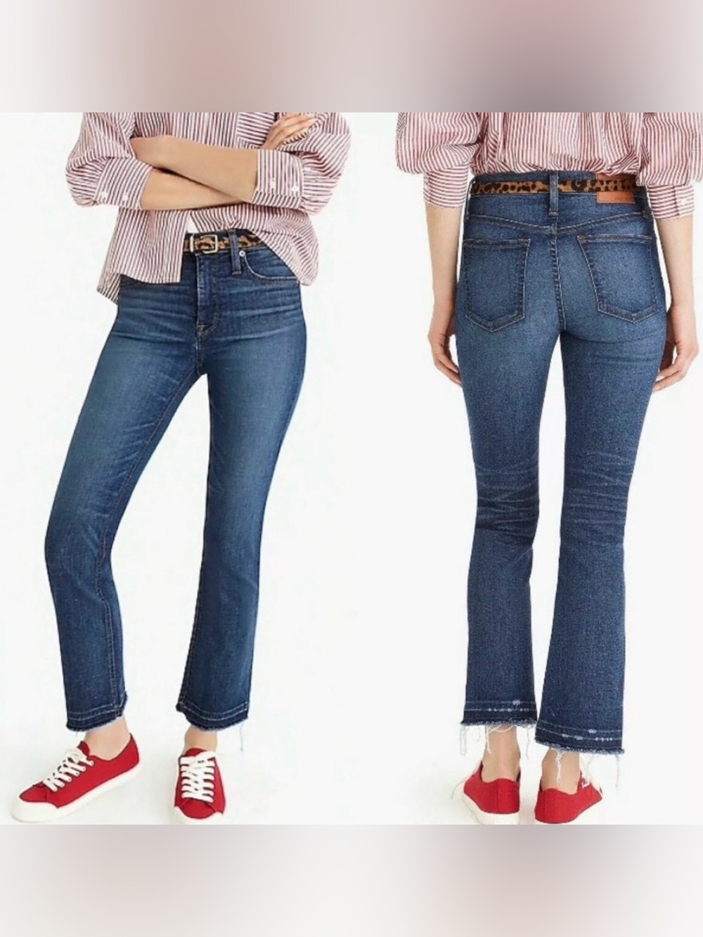 J.Crew Billie Demi Boot Crop Jeans Released Hem Blue Denim Size 27